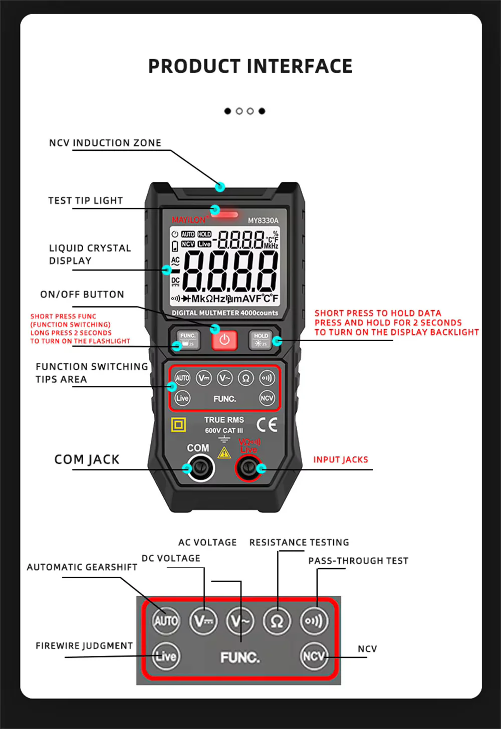 MY8330 Professional Digital Multimeter with Automatic Measuring Range - Image 6