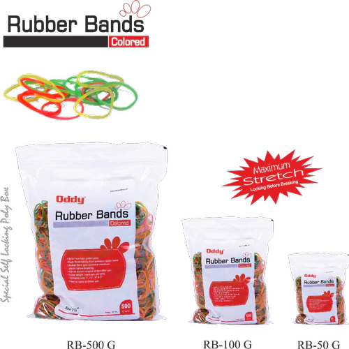 Oddy: RB-50G Coloured Rubber Bands 1.5Inch/38mm - 50gm - Image 2