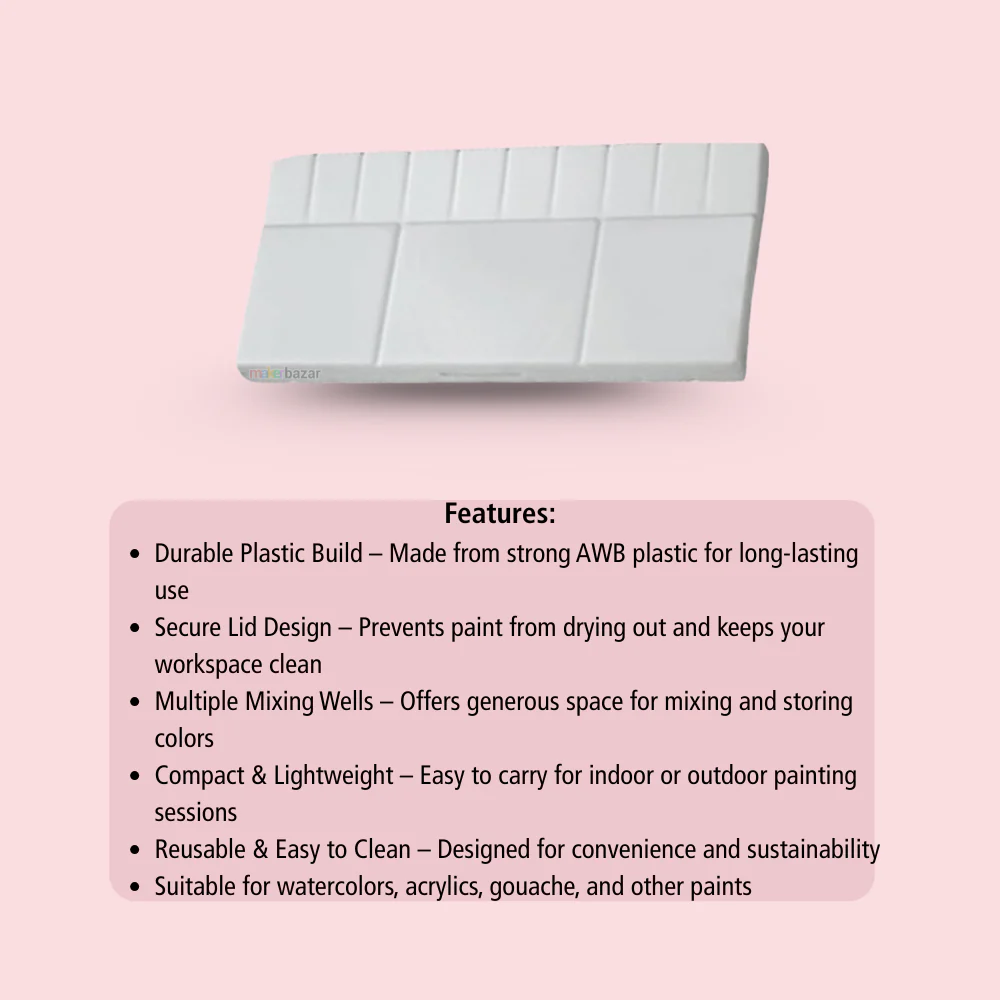 Painting Palette with Lid – Reusable Plastic Artist Mixing Tray (20×9.5cm) - Image 4