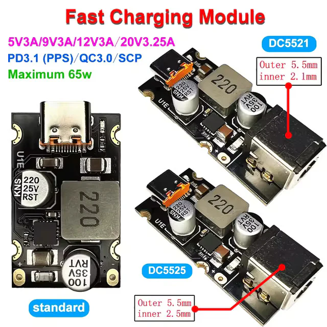 65W Type C Interface QC 3.0 Fast Charging Module - Image 2