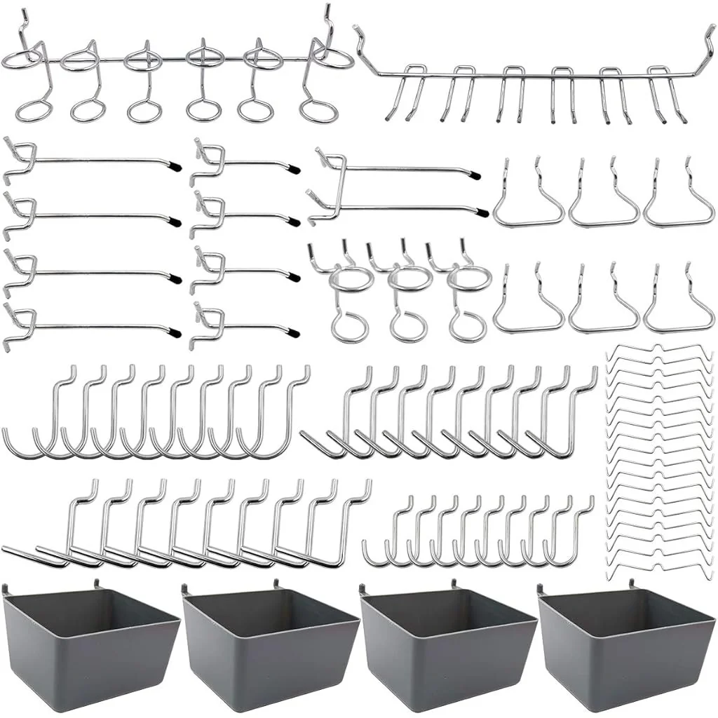 Pegboard Hooks Assortment Set Plastic Bins, Peg Locks for Organizing Tool Board - Image 3