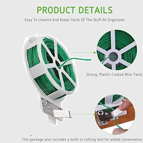 Plastic Twist Tie Wire Spool With Cutter For Garden Yard Plant 50m (Green) - Image 4