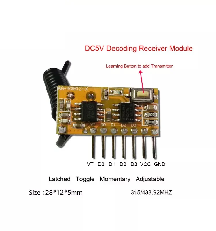 QIACHIP 433MHZ Learning Code EV 1527 Superheterodyne Decode RF Wireless Receiver Module For Door - Image 3