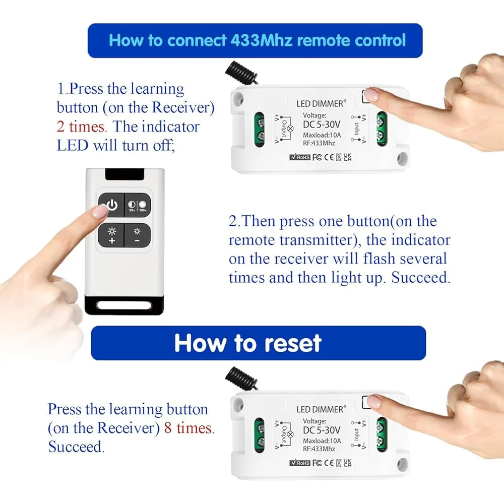 5-30VDC Remote Controlled Dimmer Relay Switch Combo - Image 8