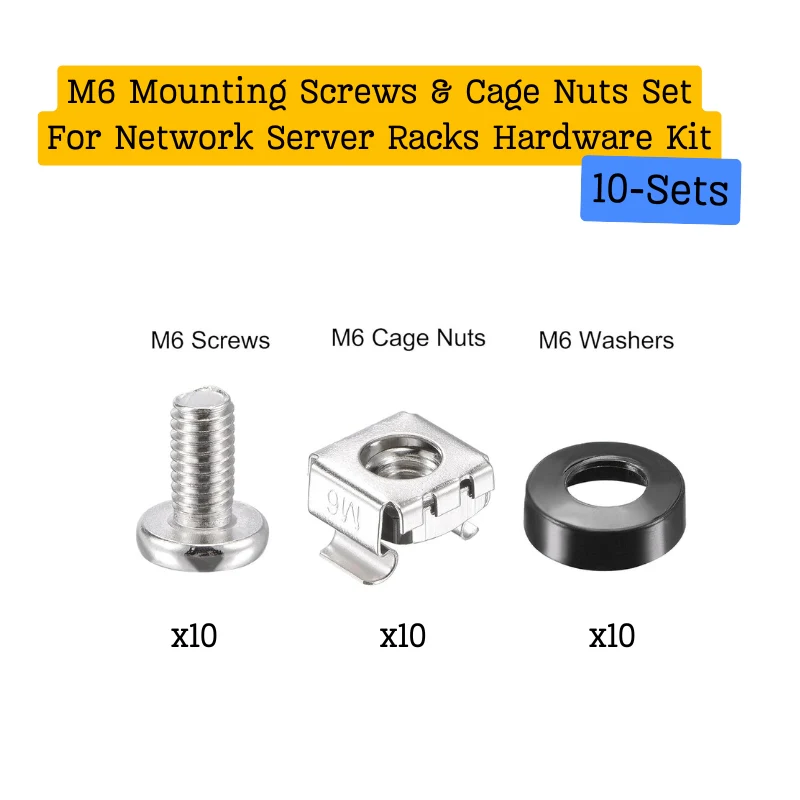 M6 Mounting Screws & Cage Nuts Set For Network Server Racks - Image 2