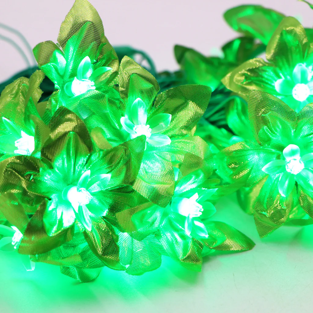 Shiny Green Silicon Flower 24 LED String Fairy Lights - Image 2