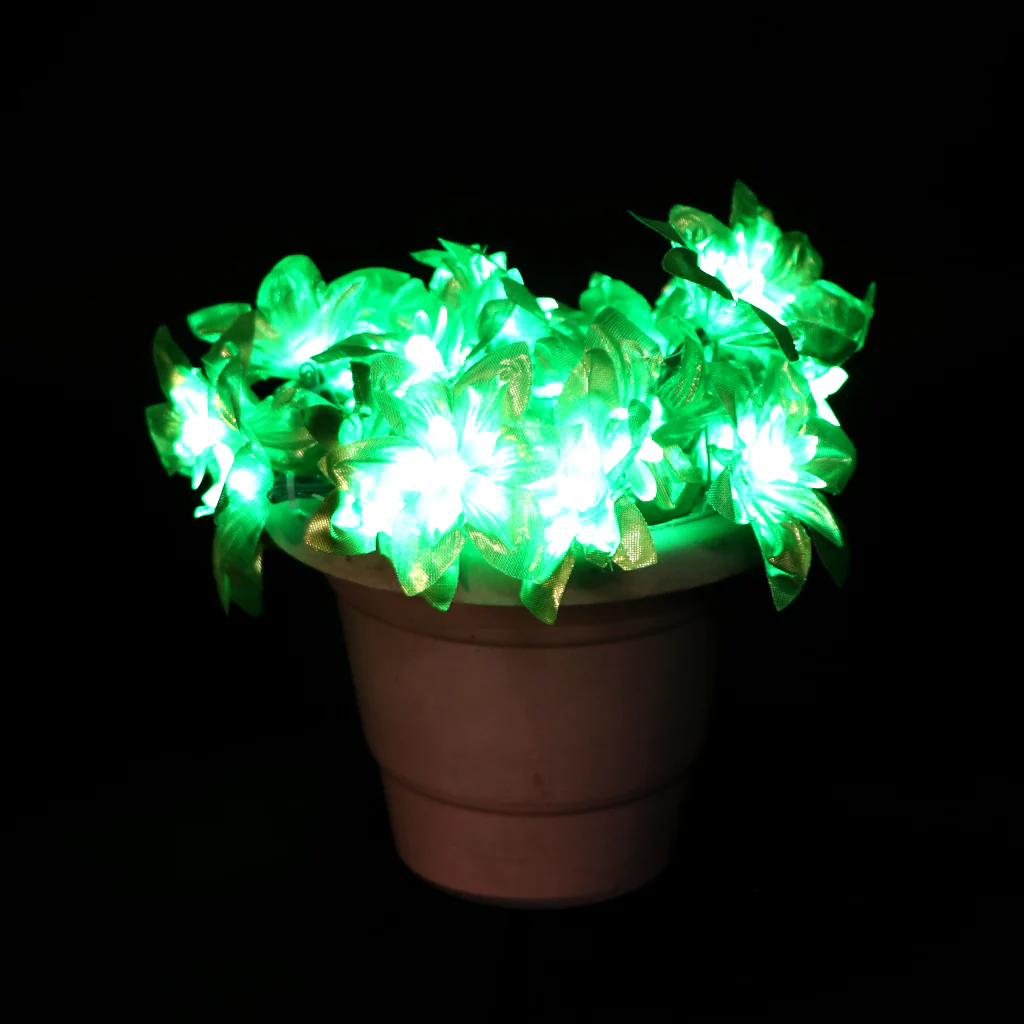 Shiny Green Silicon Flower 24 LED String Fairy Lights - Image 6