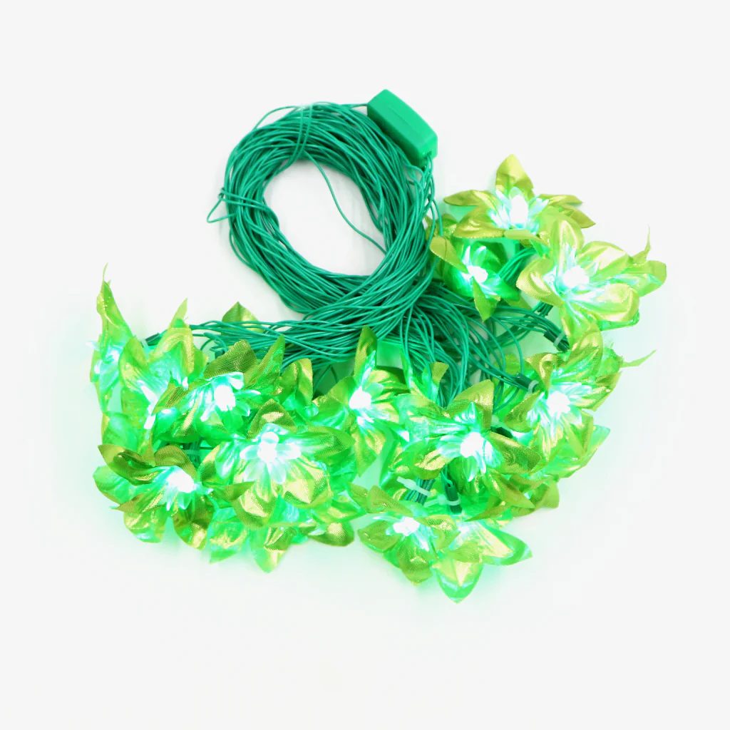 Shiny Green Silicon Flower 24 LED String Fairy Lights - Image 8