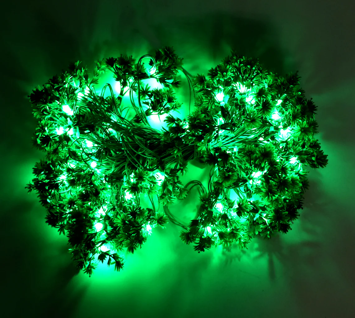 Small Green Flowers 60 LED String Fairy Lights - Image 4