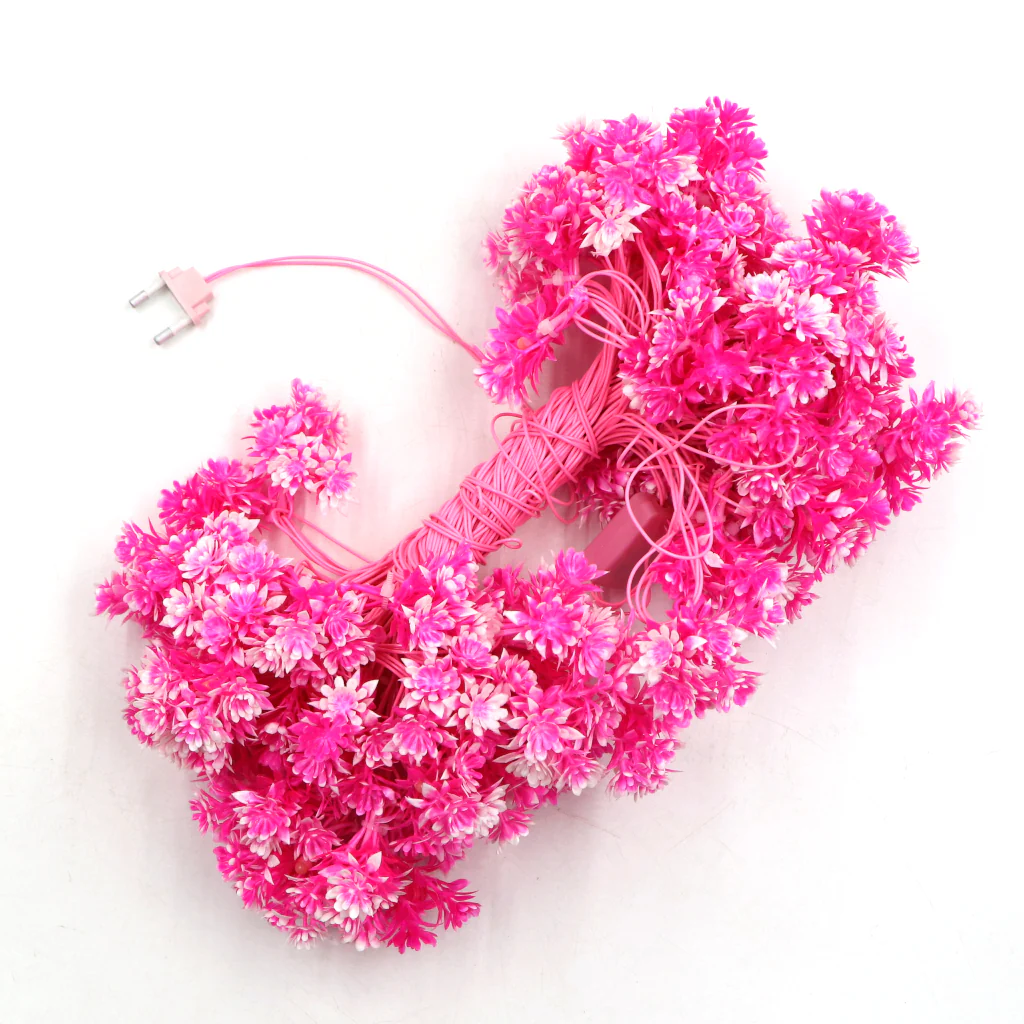 Small Pink Flower With White Tip 60 LED String Fairy Lights - Image 2