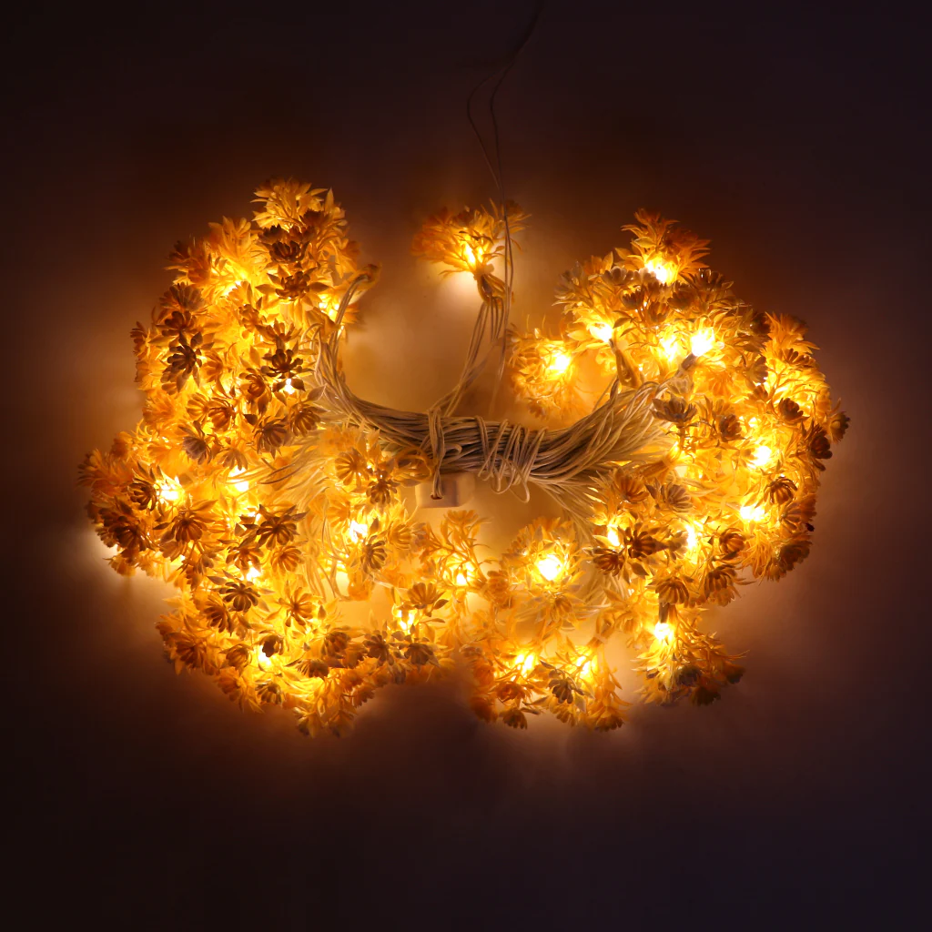 Small Yellow Flower With White Tip 60 LED String Fairy Lights - Image 7
