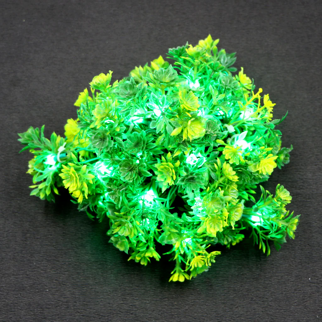 Small Yellow + Green Flower 24 LED String Fairy Lights - Image 2