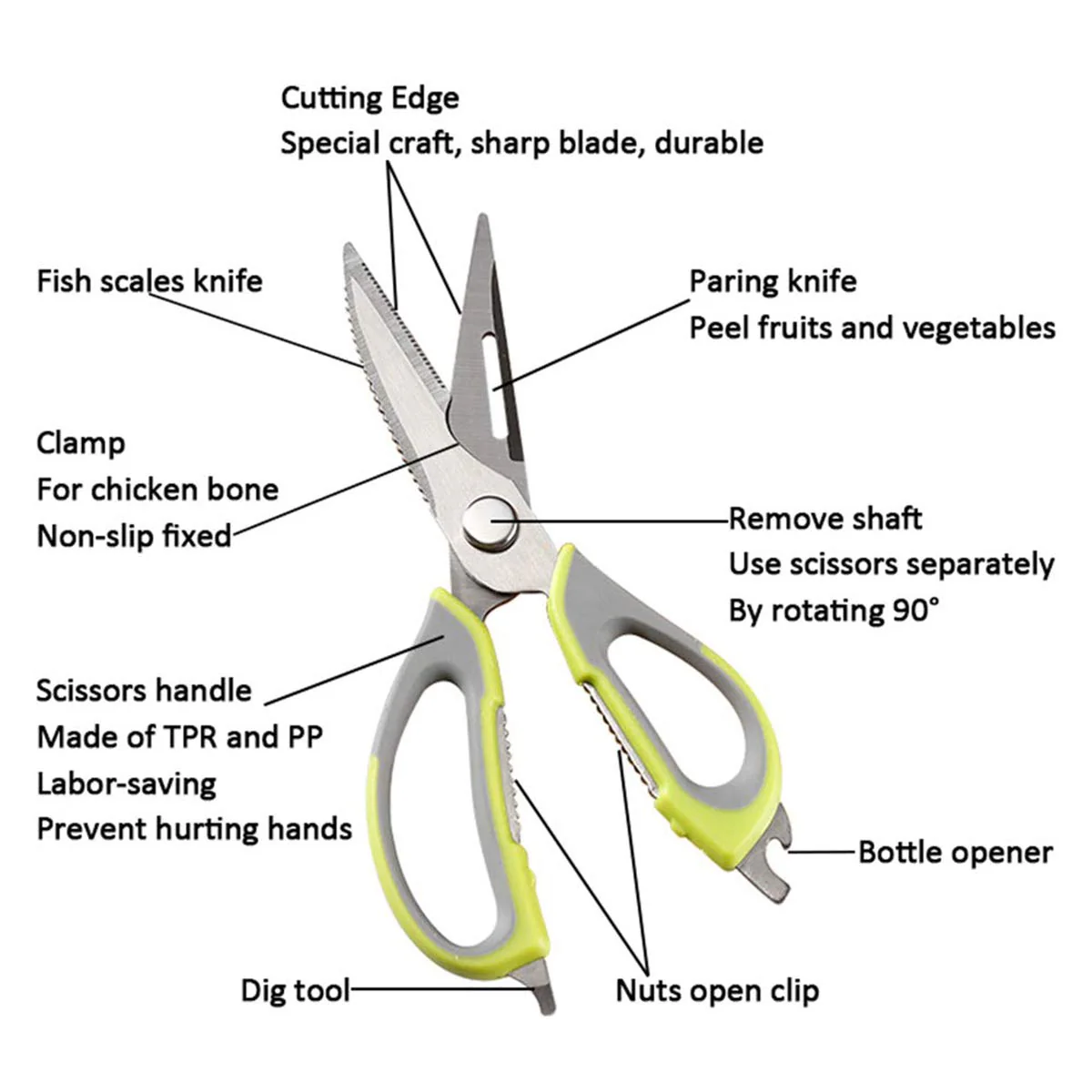 8 in 1 Stainless Steel Scissor With Plastic Handle And Cover - Image 7