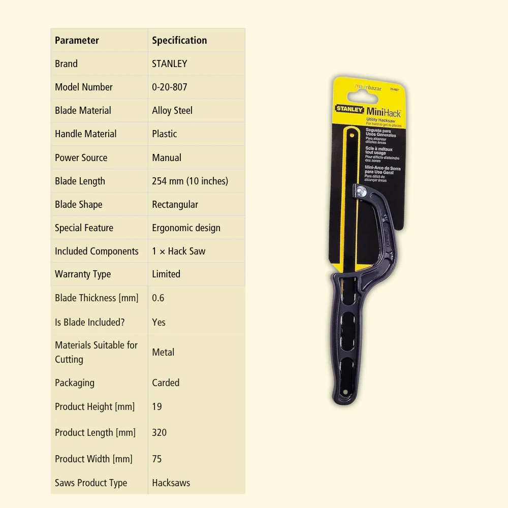 STANLEY 0-20-807 MiniHack Utility Hacksaw - Image 4