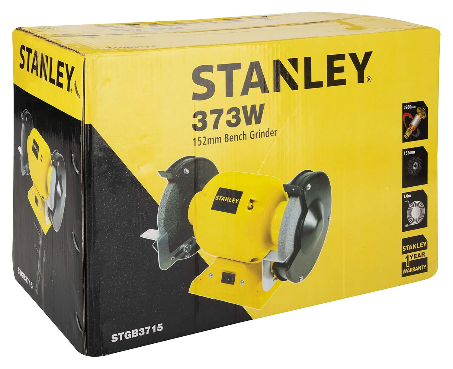 STANLEY STGB3715 373W 152mm Bench Grinder with 2 Eye Shields - Image 3