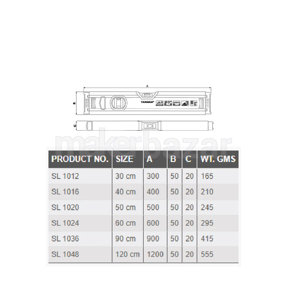 Taparia: SLM 1012 Spirit Level (1.0mm Accuracy With Magnet) 300mm/12 inch - Image 3