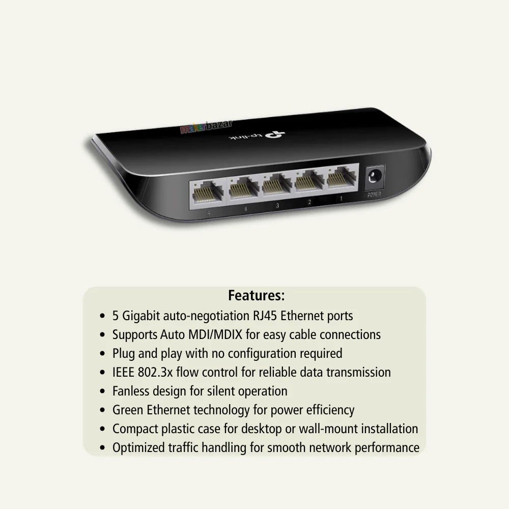 TP-Link TL-SG1005D 5-Port Gigabit Ethernet Switch Hub - Image 2