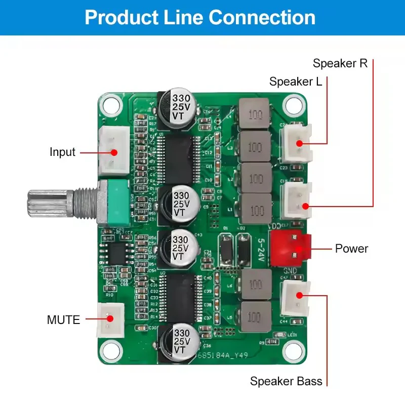 2x30W+60W 2xTPA3118D2 12-24VDC 2.1-Channel Audio Power Amplifier Module - Image 3