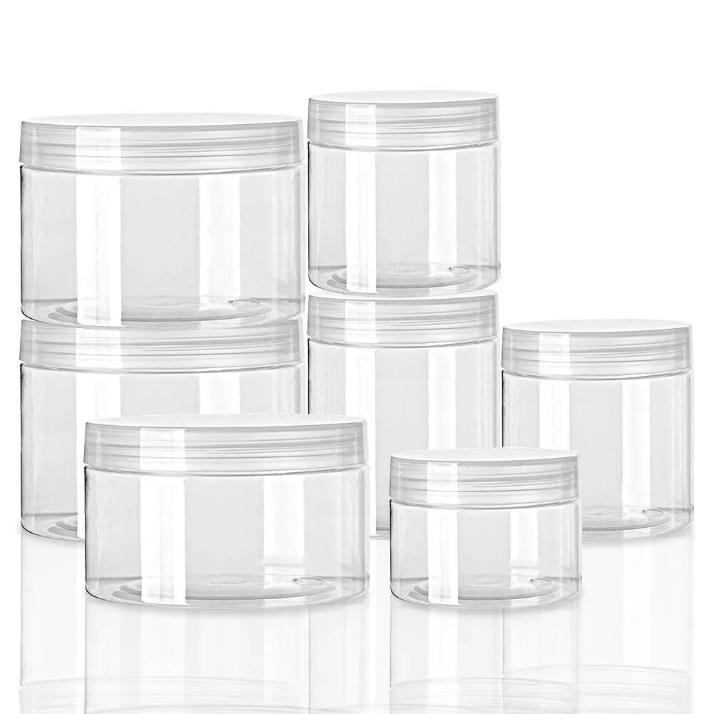 [Type 2] Plastic Round Jar Basic Storage Box Container with Transparent Lid