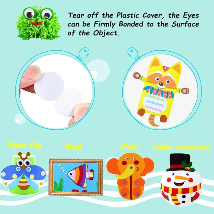 Wiggle Googly Eyes Black White for DIY Crafts Decoration [Pack of 10] - Image 2