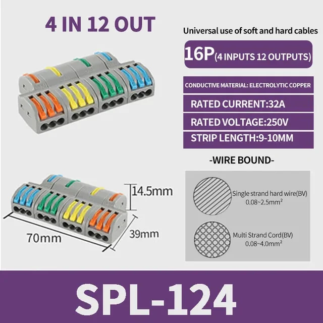PCT-SPL Pole Wire Connector Terminal Block with Spring Lock Lever for Cable Connection - Image 8