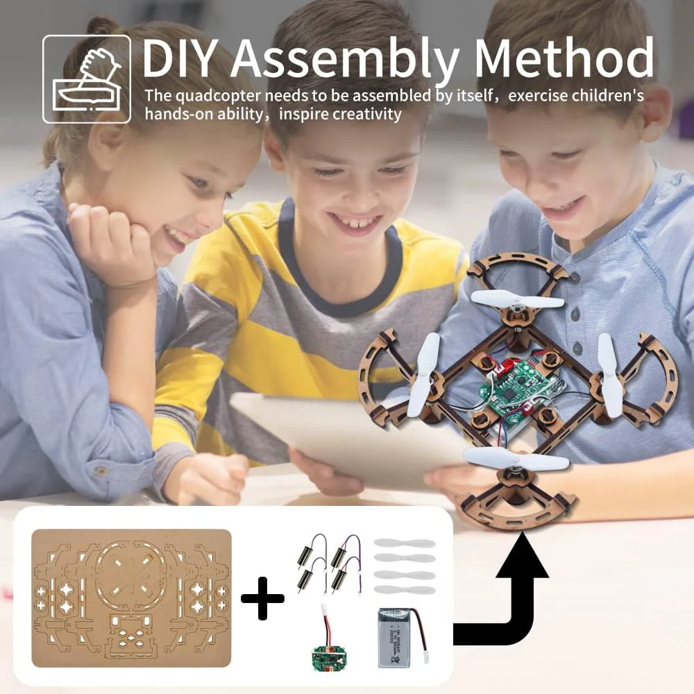 XYQ-2 Wooden Assembly DIY Toy Drone Aircraft with Remote - Image 6