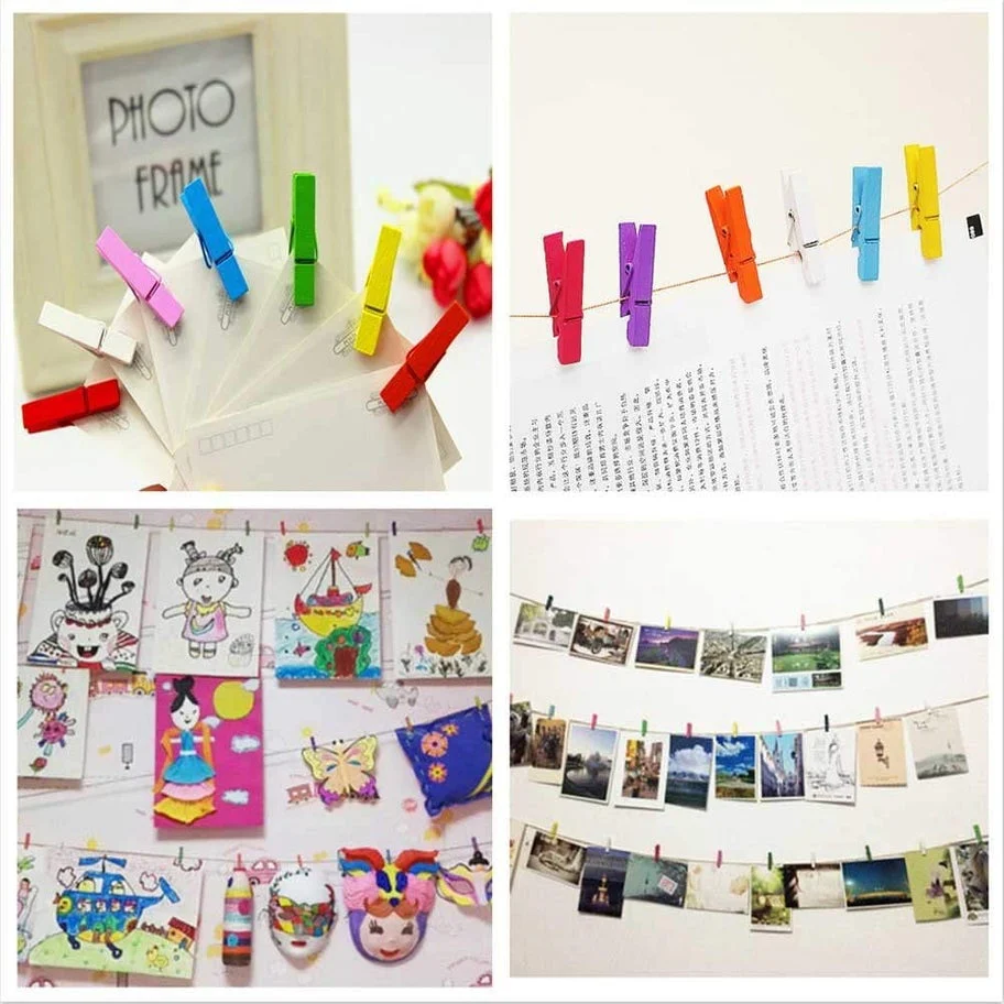 Wooden Clips for Photo Hanging & Home Decoration Pin Clips (Pack Of 50) - Image 3