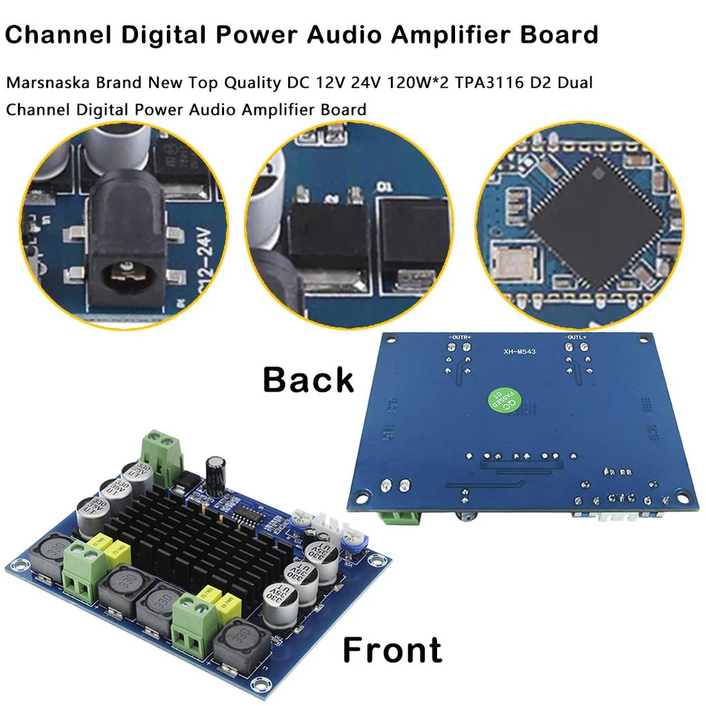 [Type 1] XH-M543 120W Dual Channel High Power Digital Power Amplifier Board - Image 11
