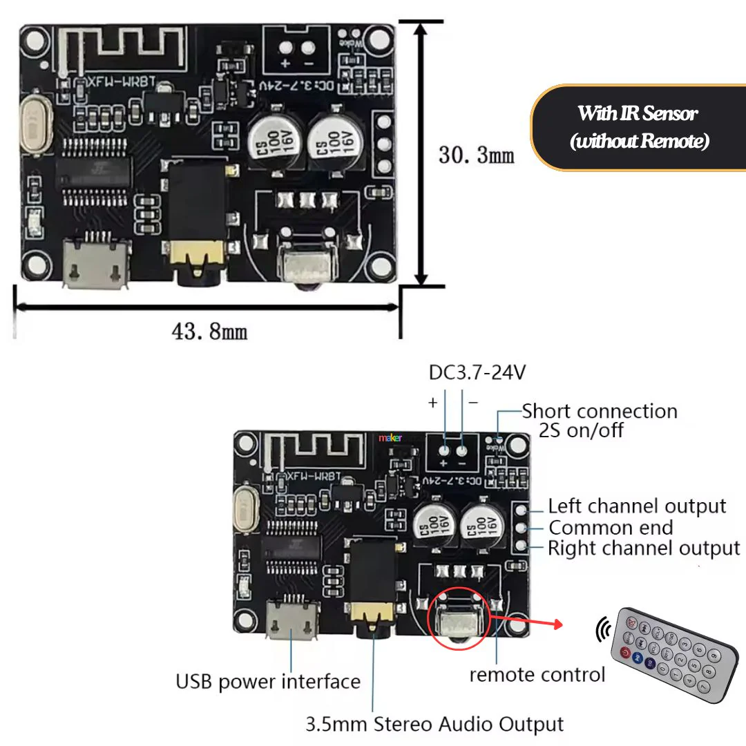 XY-WRBT Bluetooth Audio Receiver Board 5.0 Mp3 Lossless Decoder Board Wireless Stereo Amplifier - Image 6