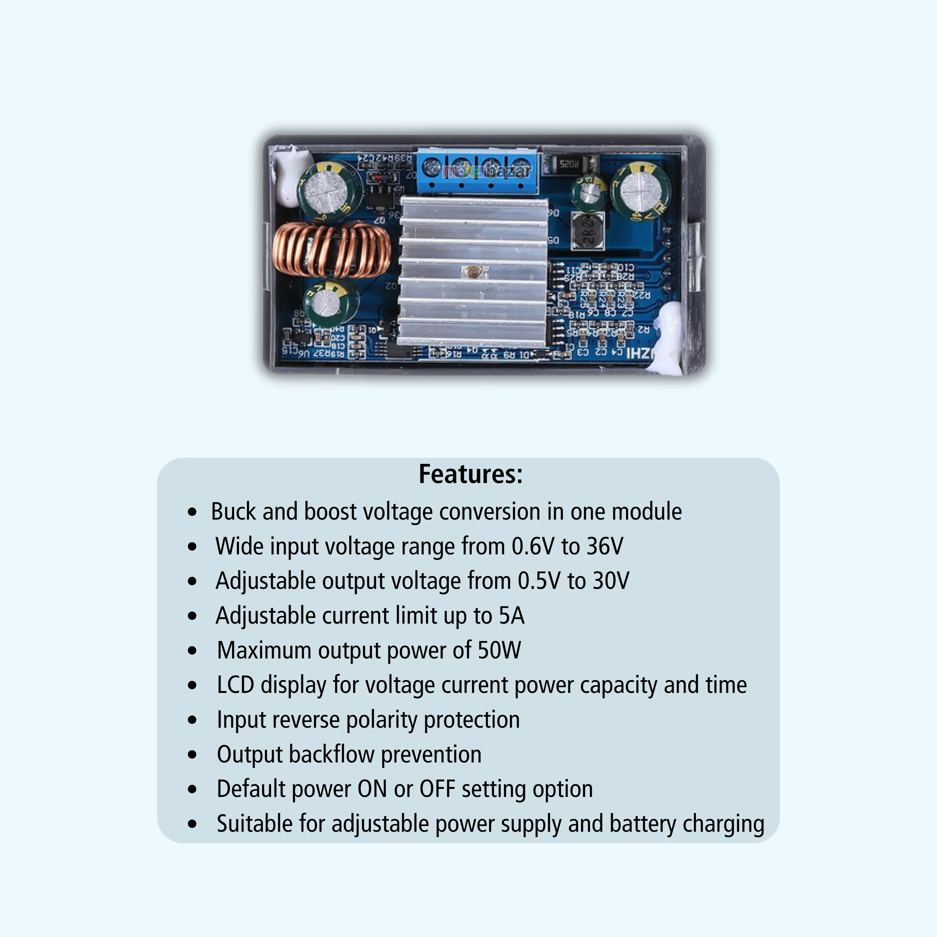 ZK-4KX DC 0.6–36V 5A 50W Adjustable Buck Boost Power Module - Image 2